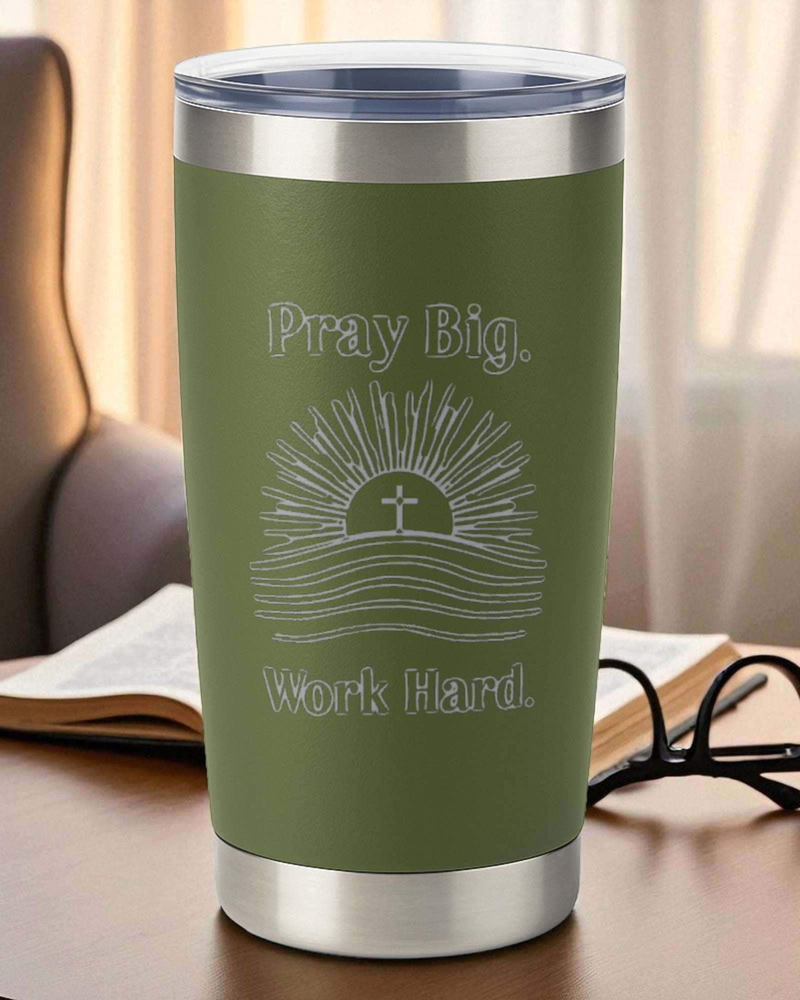 “Pray Big. Work Hard.” – Faith Hustle Tumbler Ctrl-Alt-Engrave