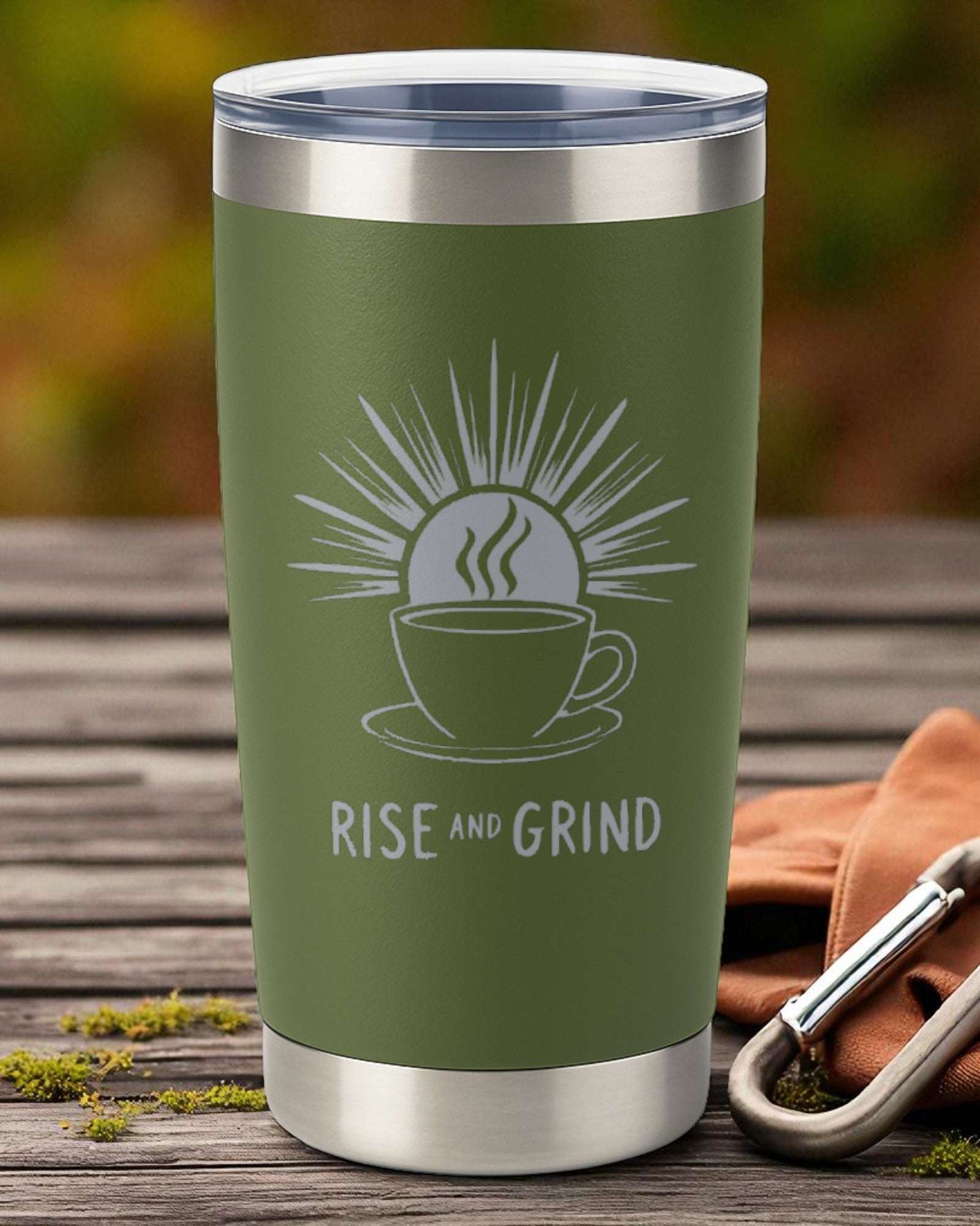 Rise and Grind – Motivational Coffee Tumbler Ctrl-Alt-Engrave
