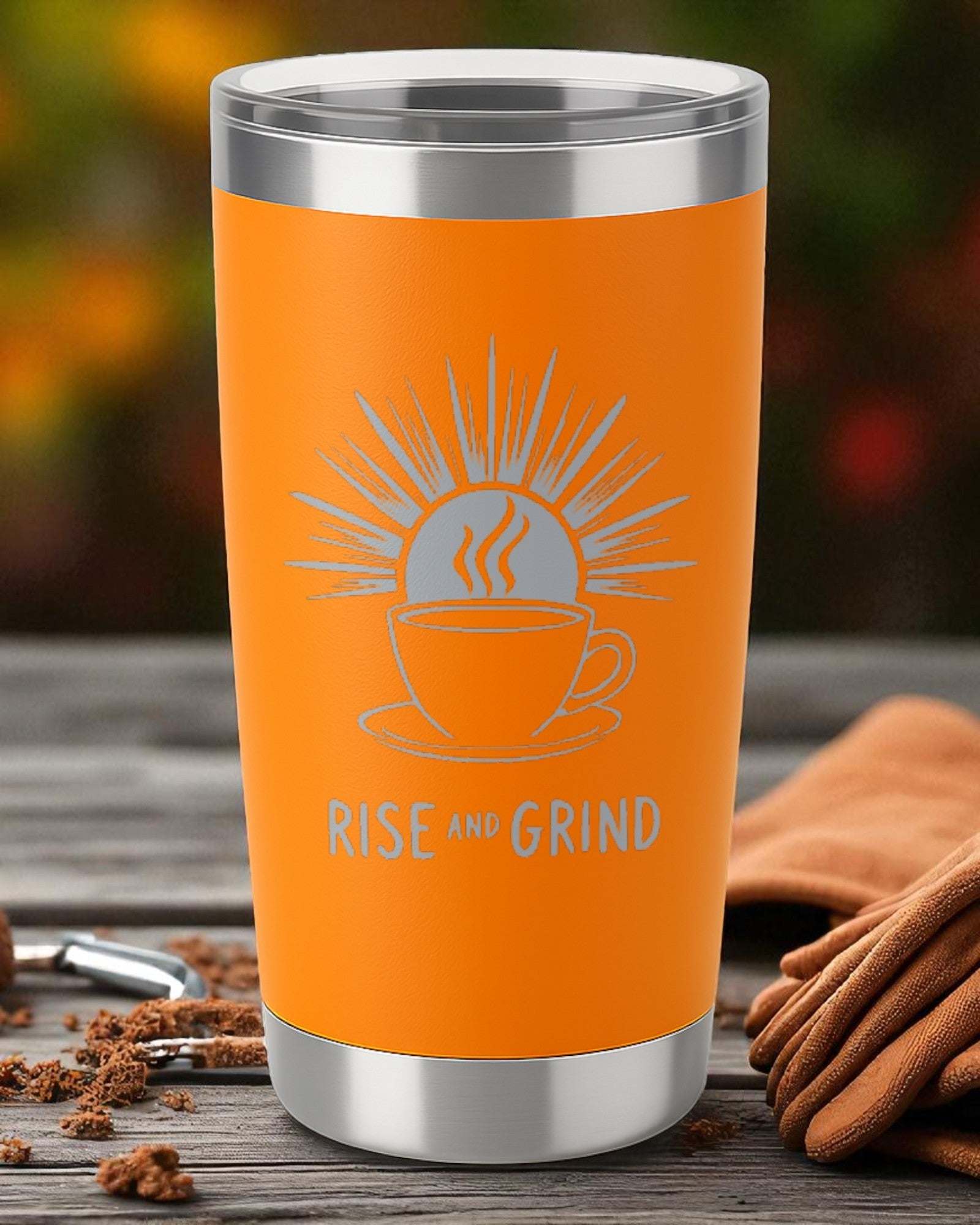 Rise and Grind – Motivational Coffee Tumbler Ctrl-Alt-Engrave