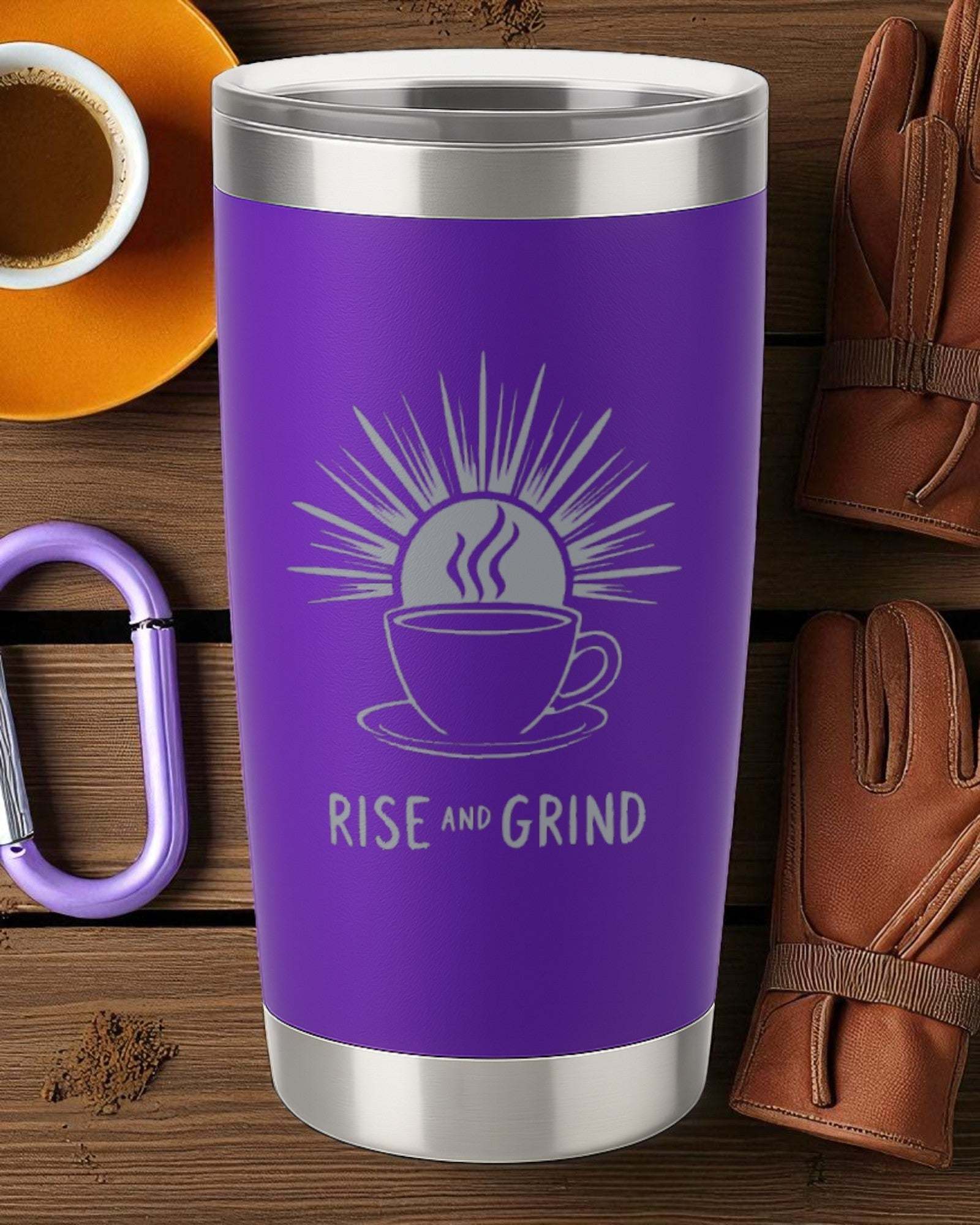 Rise and Grind – Motivational Coffee Tumbler Ctrl-Alt-Engrave
