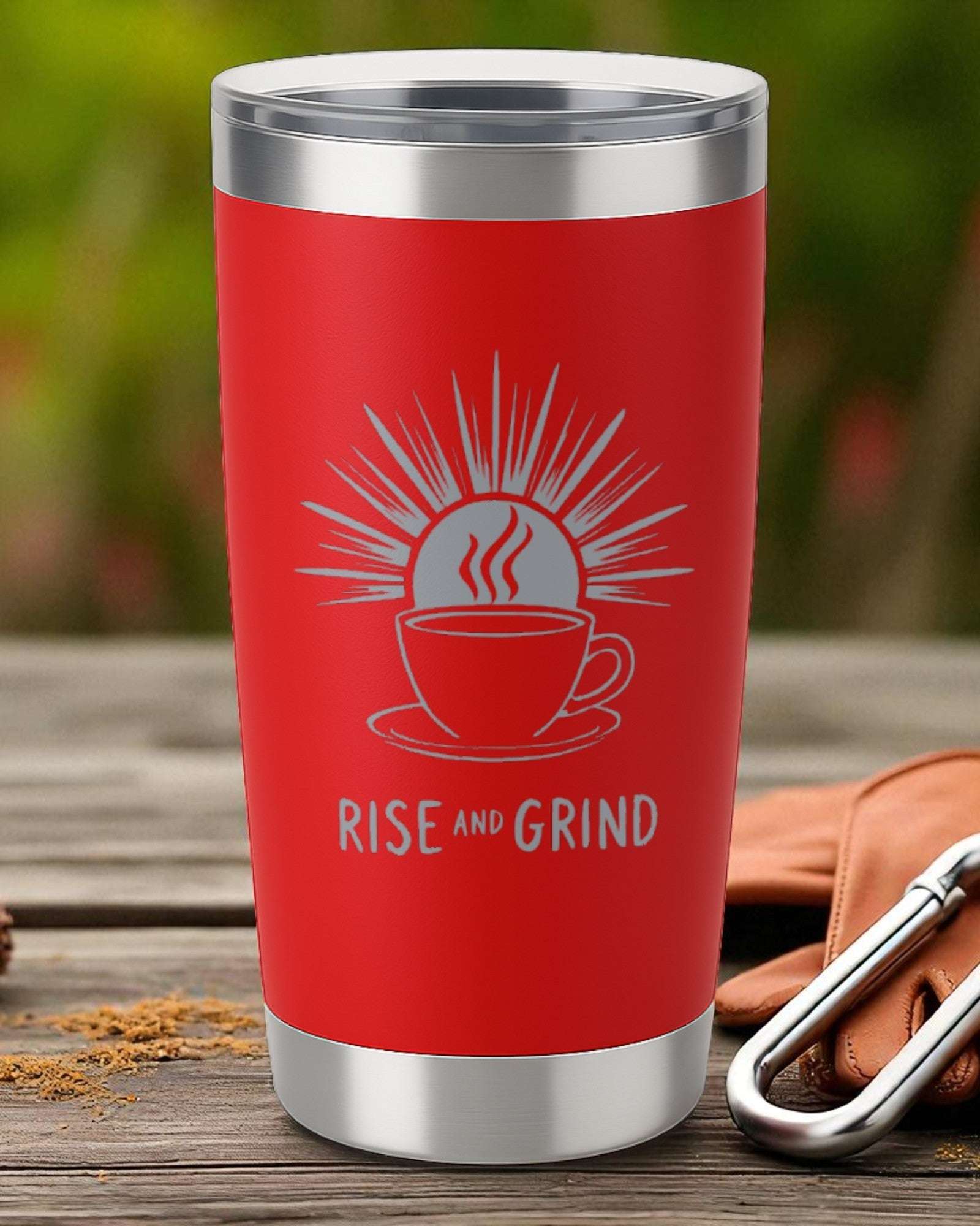Rise and Grind – Motivational Coffee Tumbler Ctrl-Alt-Engrave