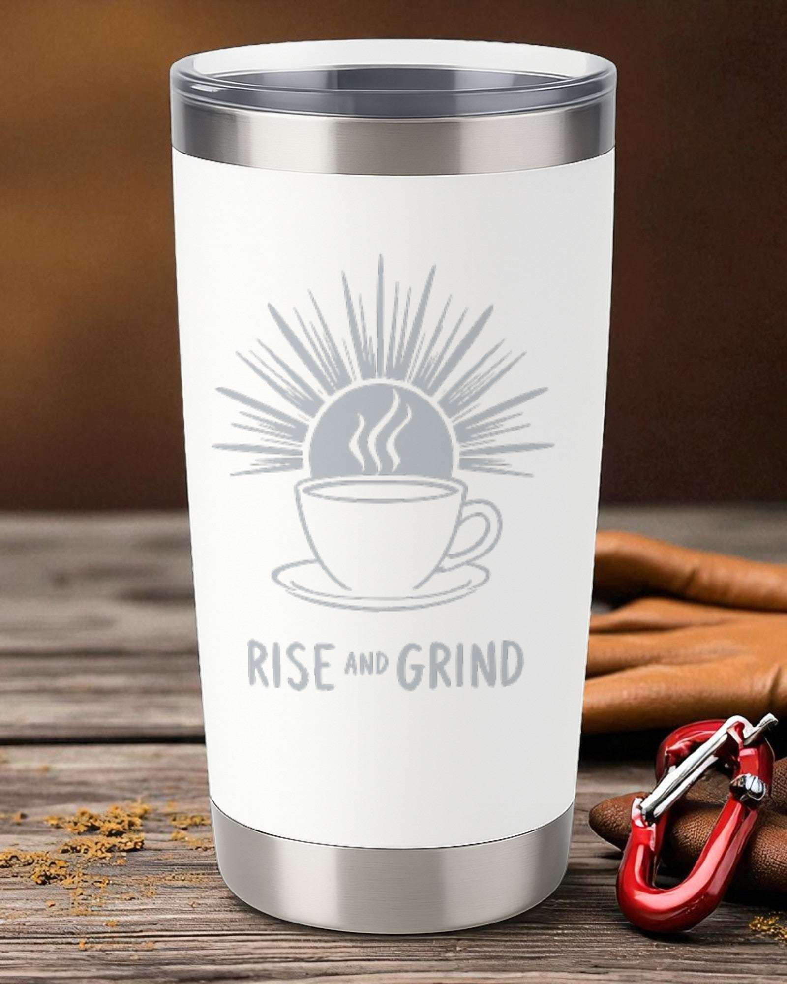 Rise and Grind – Motivational Coffee Tumbler Ctrl-Alt-Engrave