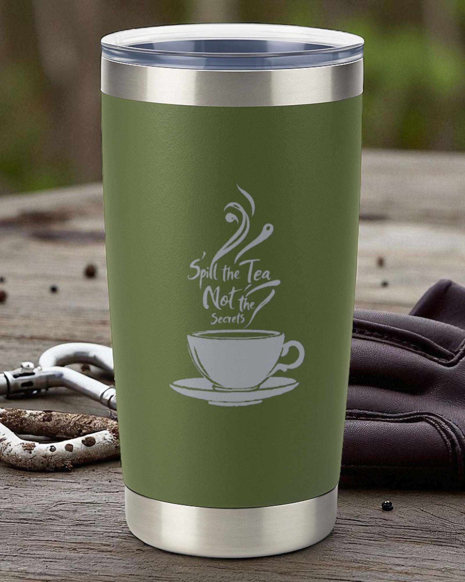 Spill the Tea, Not the Secrets – 20oz Laser Engraved Tumbler | Ctrl‑Alt‑Engrave Ctrl-Alt-Engrave