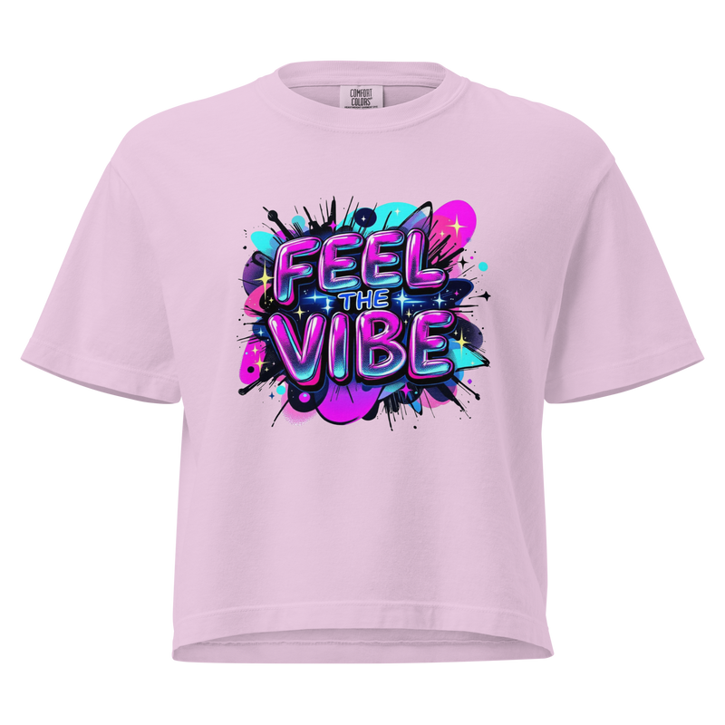 Feel the Vibe – Women's Boxy Fit Graphic Tee – 2x2 Magnetic Canvas Art | Ctrl‑Alt‑Engrave